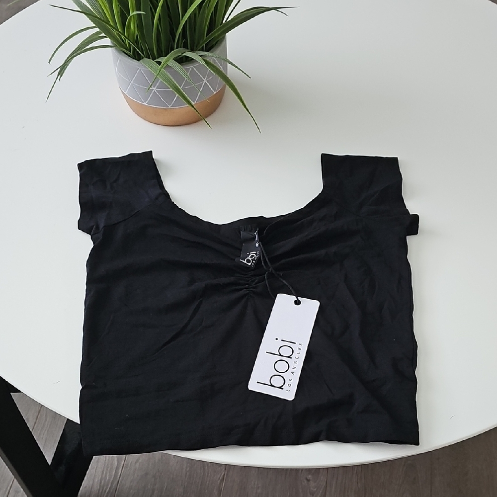 NWT Bobi Black Cropped Blouse